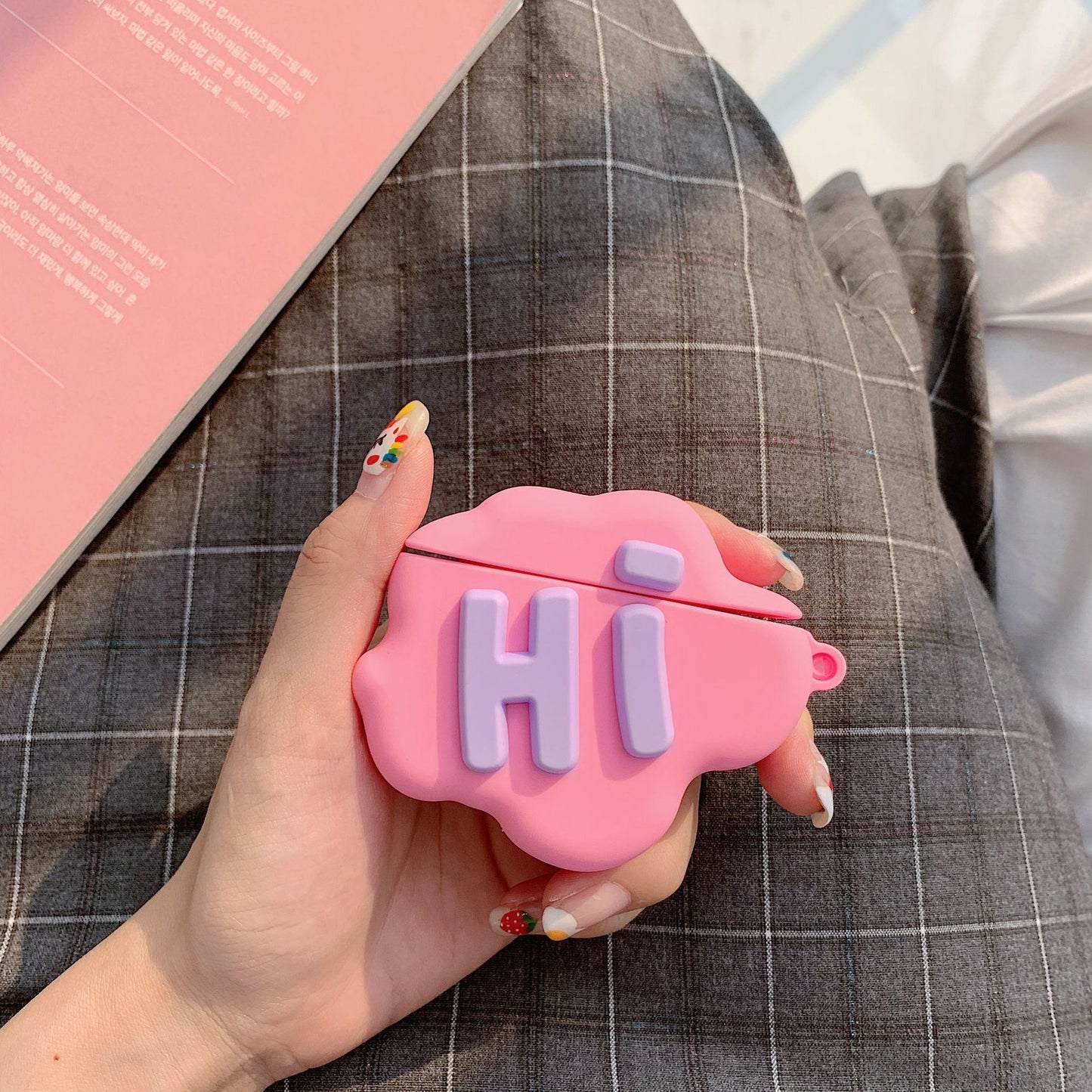 Cute Cartoon AirPods 2 Case – 3D HI BYE Cloud Design