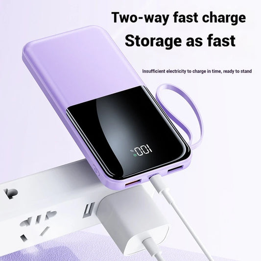 10000mAh Portable Power Bank – Fast Charging with 2 Cables
