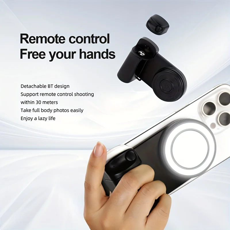 Magnetic Selfie Grip with Bluetooth Remote & Fill Light