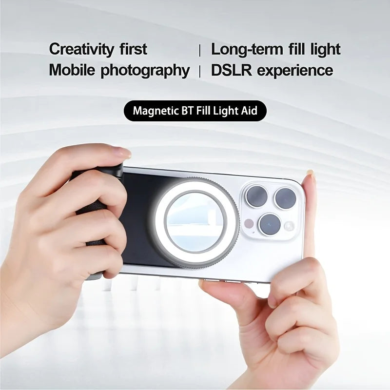Magnetic Selfie Grip with Bluetooth Remote & Fill Light