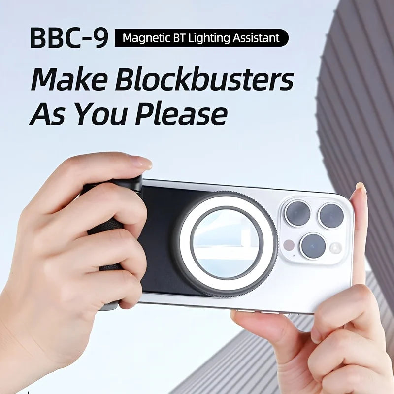 Magnetic Selfie Grip with Bluetooth Remote & Fill Light