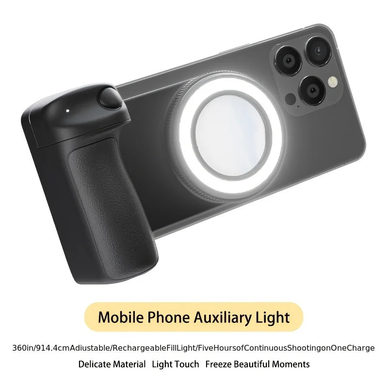 Magnetic Selfie Grip with Bluetooth Remote & Fill Light