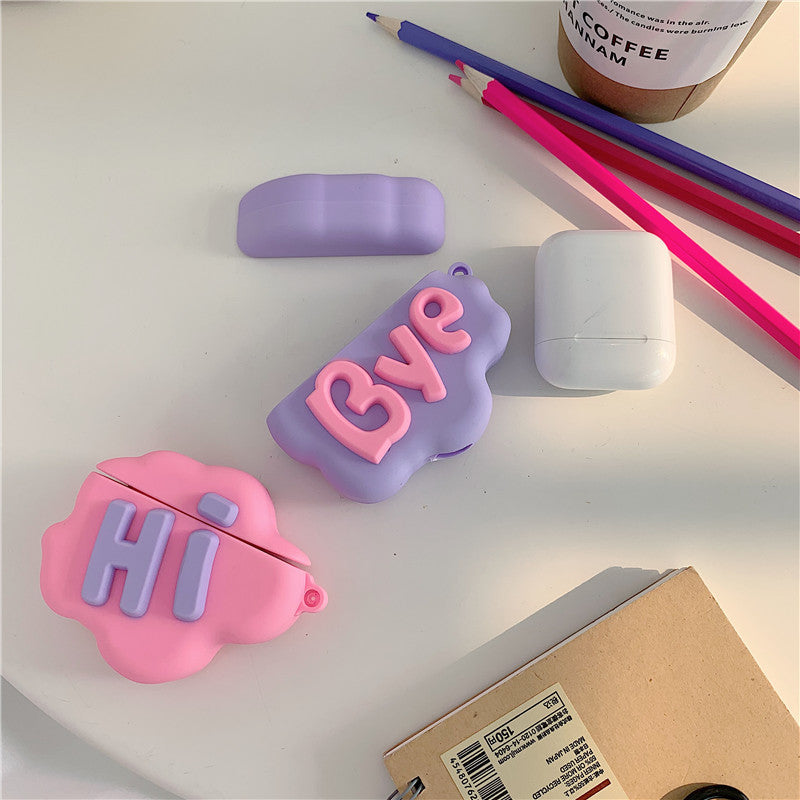 Cute Cartoon AirPods 2 Case – 3D HI BYE Cloud Design
