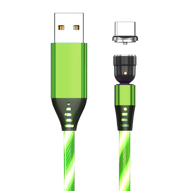 360° Rotate LED Magnetic Cable, 3A Fast Charging for iPhone, Type C & Micro USB