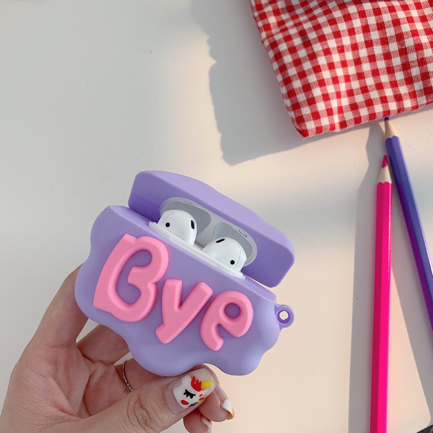 Cute Cartoon AirPods 2 Case – 3D HI BYE Cloud Design