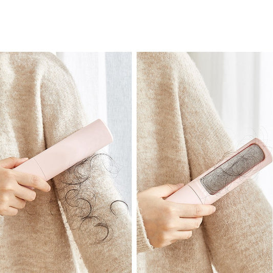 Portable 2-in-1 Pet Hair Removal Brush & Lint Roller, Self-Cleaning for Cat & Dog Fur