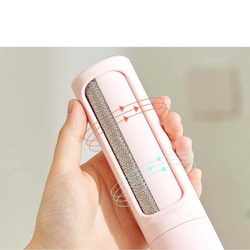 Portable 2-in-1 Pet Hair Removal Brush & Lint Roller, Self-Cleaning for Cat & Dog Fur