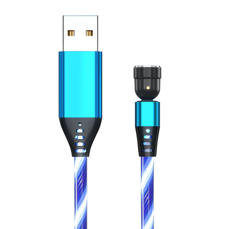 360° Rotate LED Magnetic Cable, 3A Fast Charging for iPhone, Type C & Micro USB
