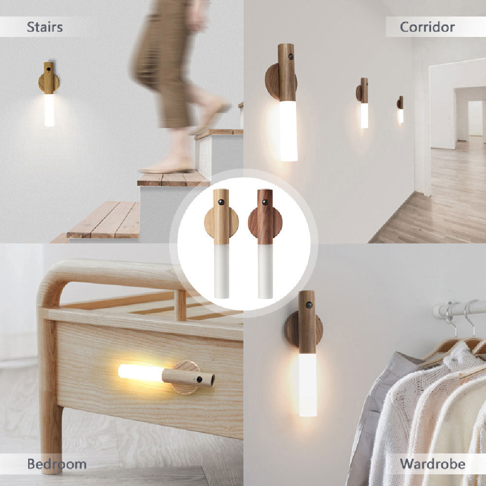Wood Design LED Night Light – Motion Sensor, USB, Magnetic Mount