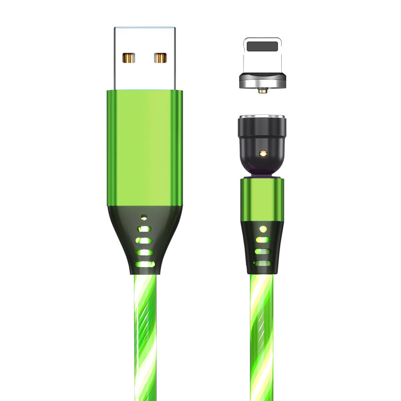 360° Rotate LED Magnetic Cable, 3A Fast Charging for iPhone, Type C & Micro USB