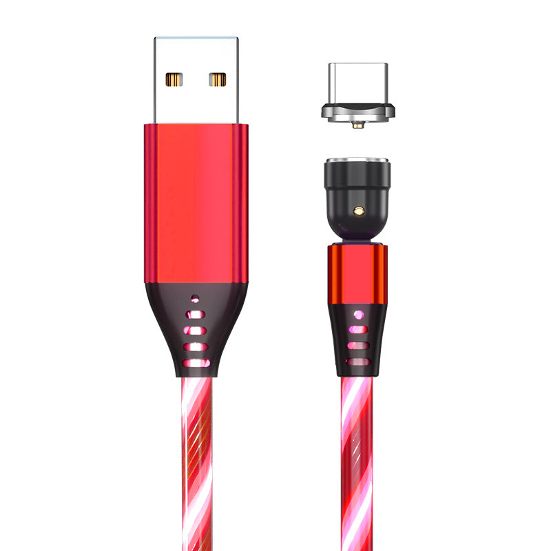 360° Rotate LED Magnetic Cable, 3A Fast Charging for iPhone, Type C & Micro USB