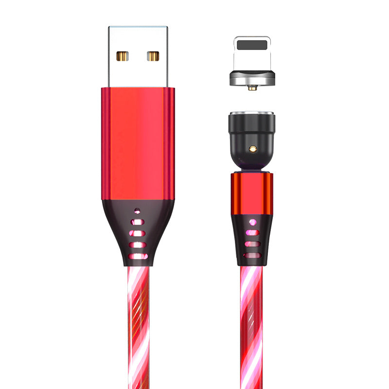 360° Rotate LED Magnetic Cable, 3A Fast Charging for iPhone, Type C & Micro USB