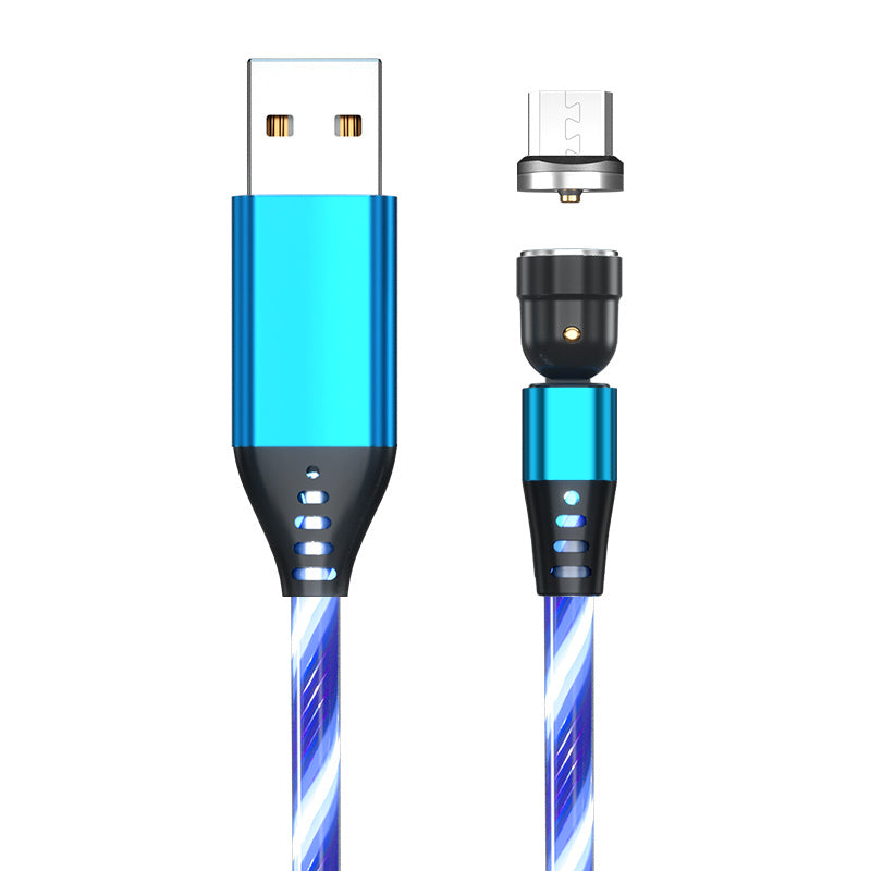 360° Rotate LED Magnetic Cable, 3A Fast Charging for iPhone, Type C & Micro USB