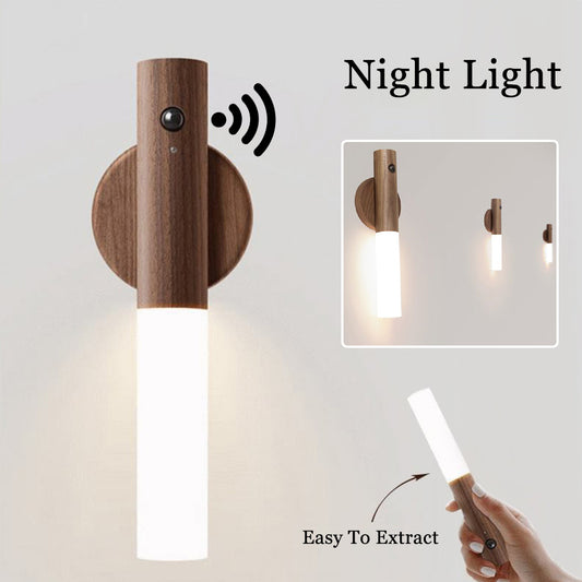 Wood Design LED Night Light – Motion Sensor, USB, Magnetic Mount