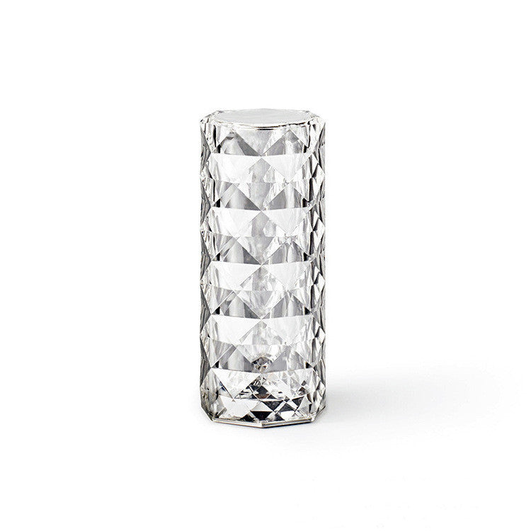 Nordic Crystal USB Table Lamp – Touch Dimming Diamond Night Light & Rose Projector