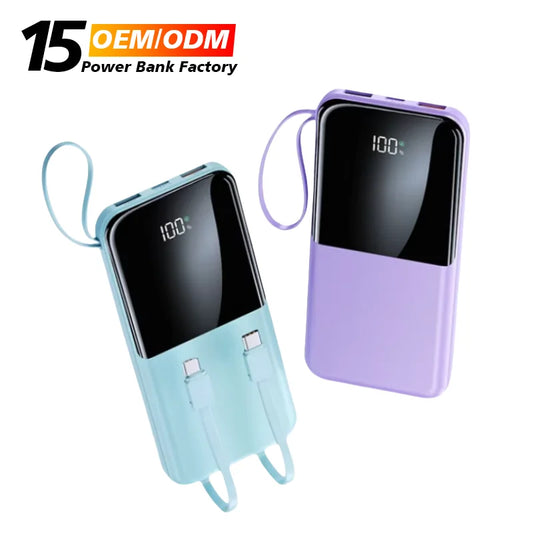 10000mAh Portable Power Bank – Fast Charging with 2 Cables