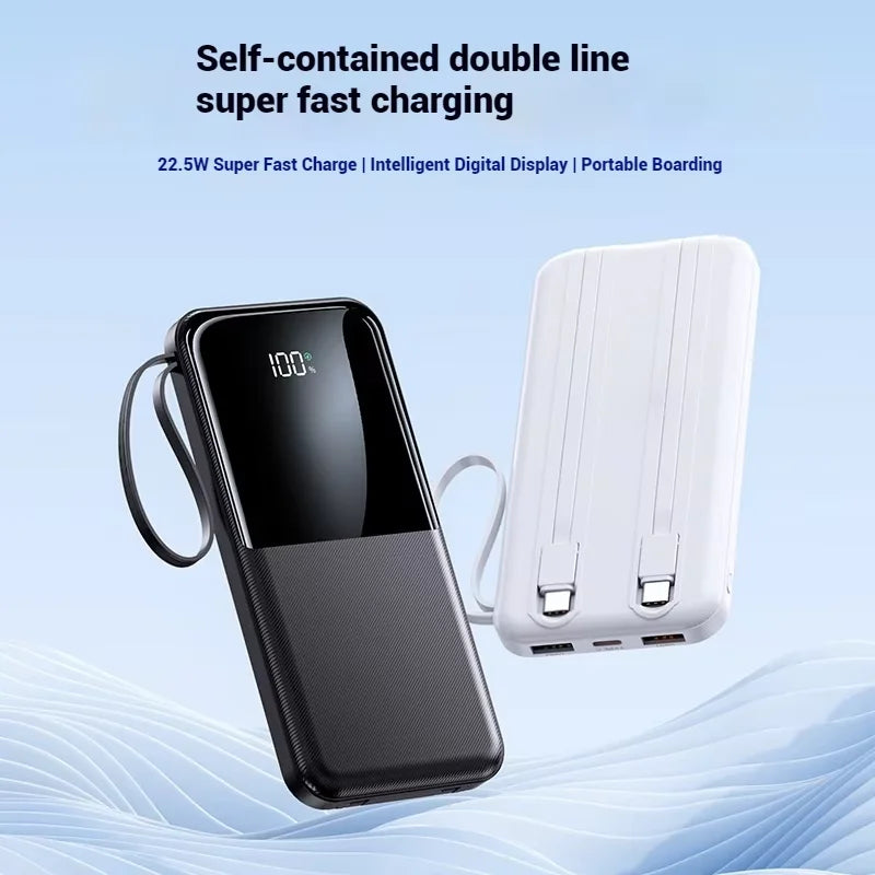 10000mAh Portable Power Bank – Fast Charging with 2 Cables