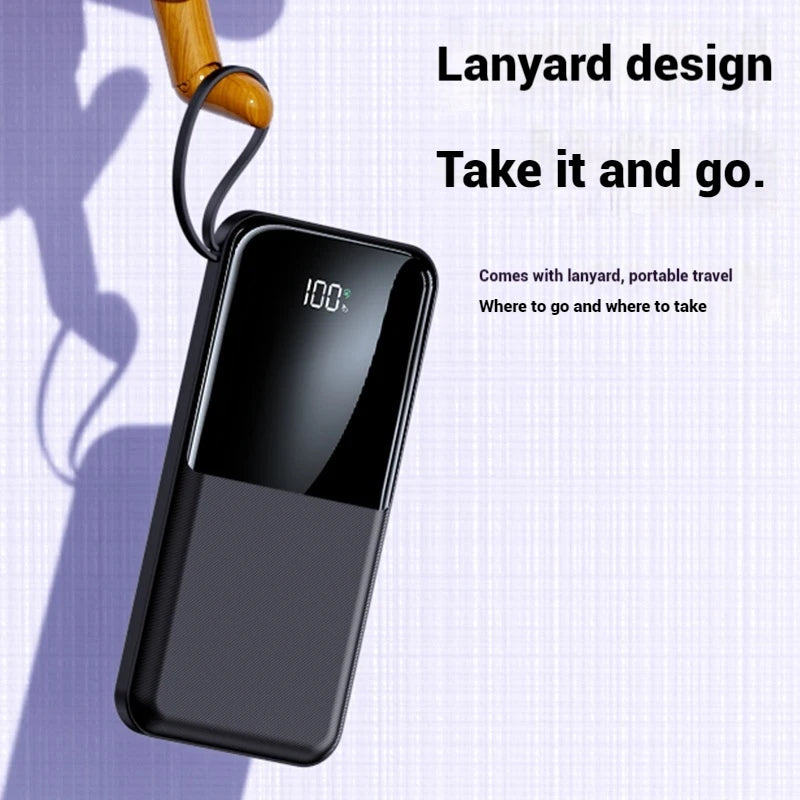 10000mAh Portable Power Bank – Fast Charging with 2 Cables