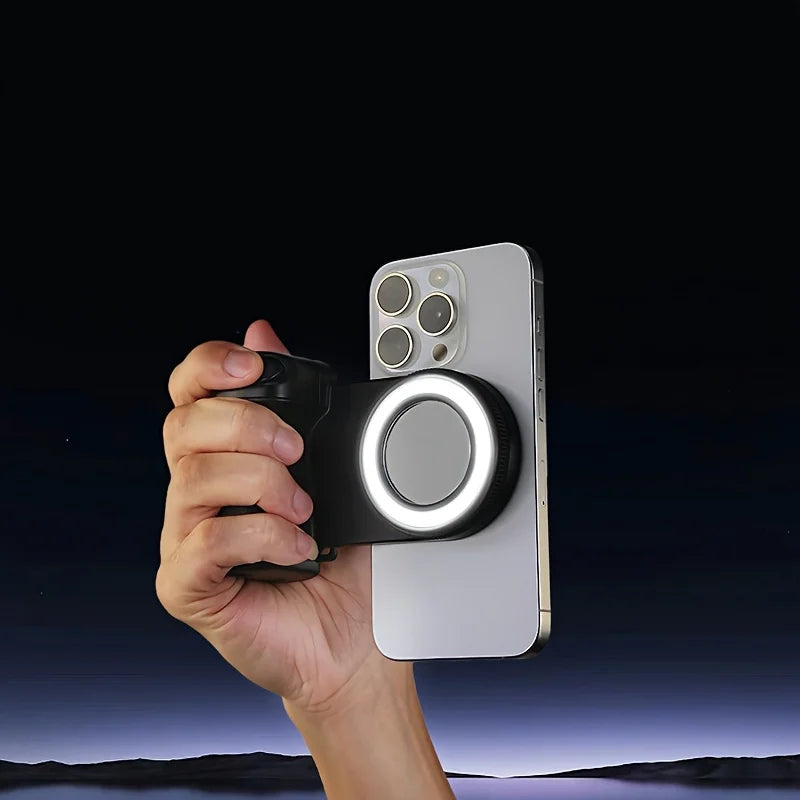 Magnetic Selfie Grip with Bluetooth Remote & Fill Light