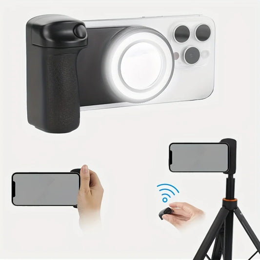 Magnetic Selfie Grip with Bluetooth Remote & Fill Light