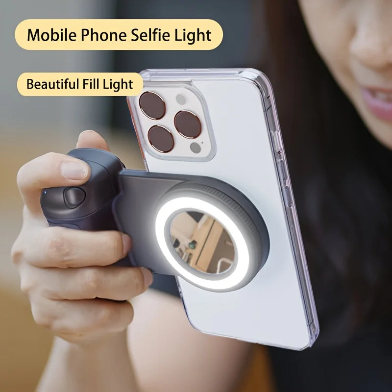 Magnetic Selfie Grip with Bluetooth Remote & Fill Light