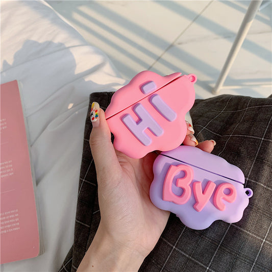 Cute Cartoon AirPods 2 Case – 3D HI BYE Cloud Design
