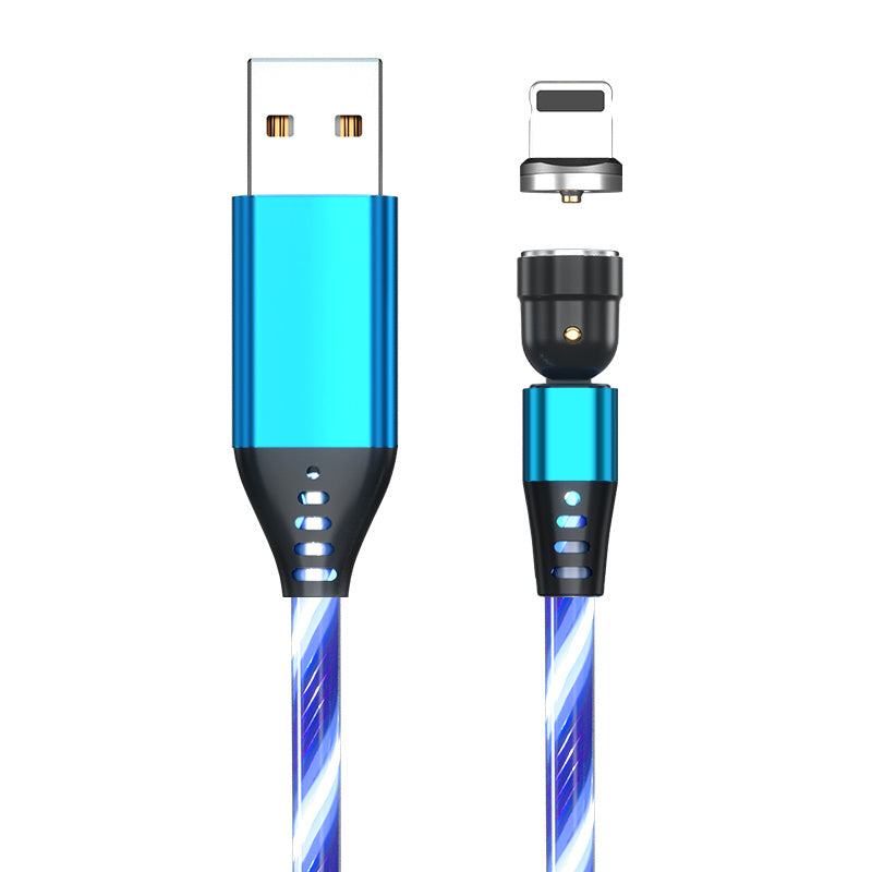 360° Rotate LED Magnetic Cable, 3A Fast Charging for iPhone, Type C & Micro USB