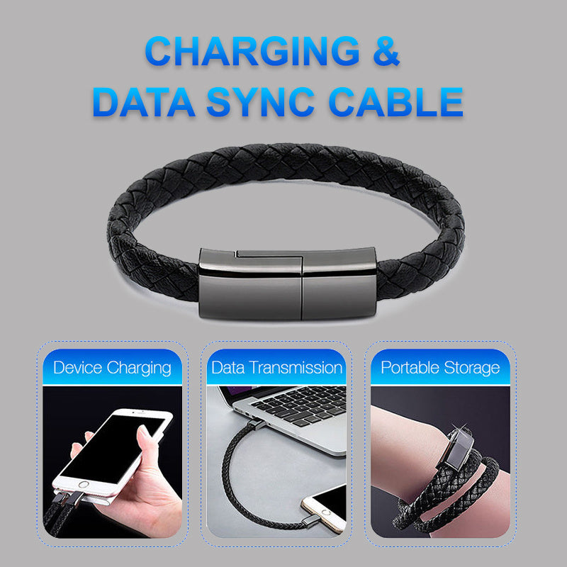 Portable Bracelet Charging & Data Cable for iPhone & Phones